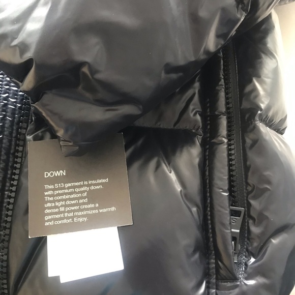 NEW S13 Down Winter Jacket Cold Black Puffer Coat womens warm hood glossy small - Picture 8 of 13